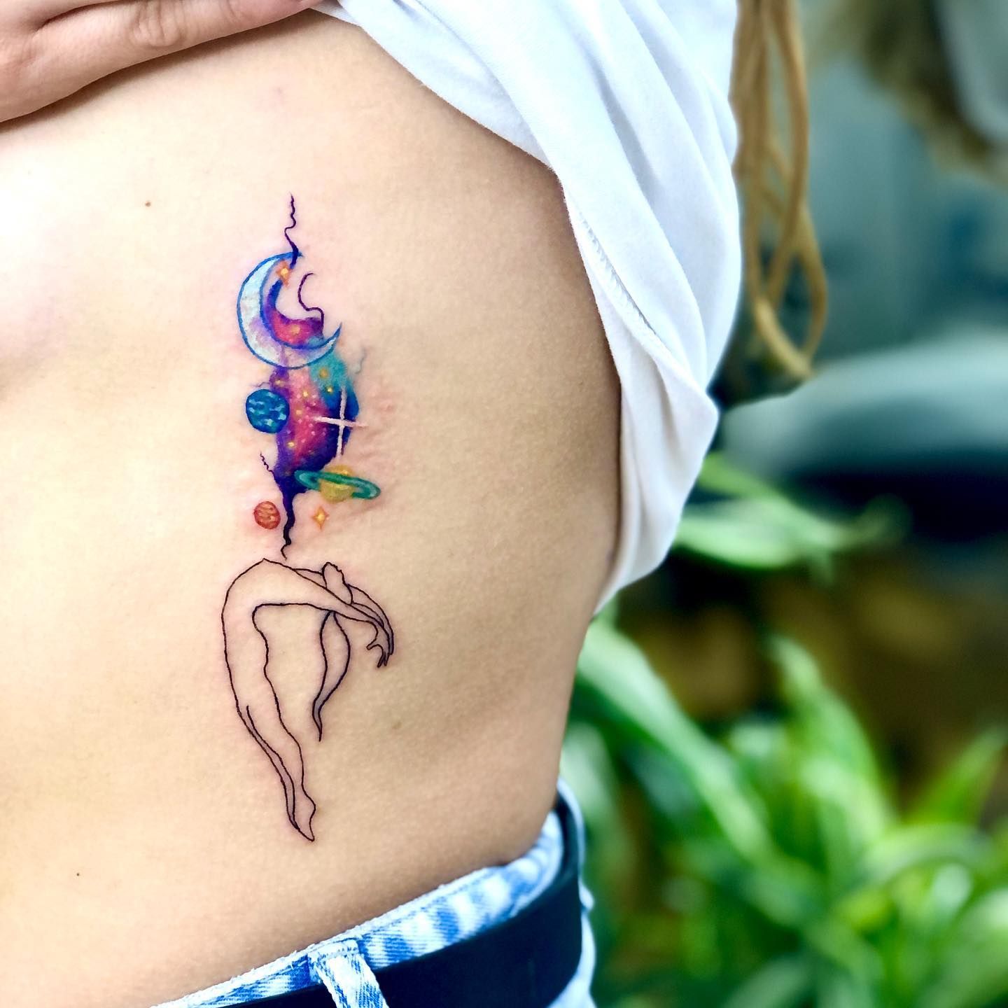 Tessa Raye | Jessie let me go a little crazy with this watercolor version  of one of my flash pieces 😍🥳🤗 I am so grateful, I love tattooing bo... |  Instagram