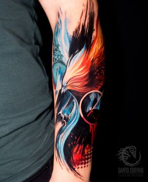 Get a stunning illustrative watercolor eagle tattoo on your forearm in London, GB. Perfect for a bold and artistic statement.