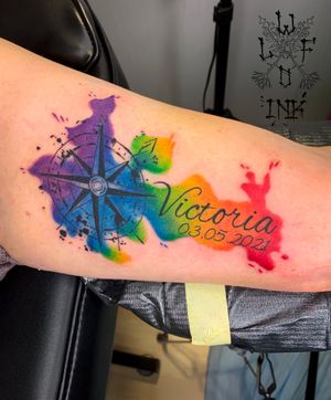 Watercolor Compass by Elena Wolf done at Wolf Wood Ink (Heilberscheid-Germany)