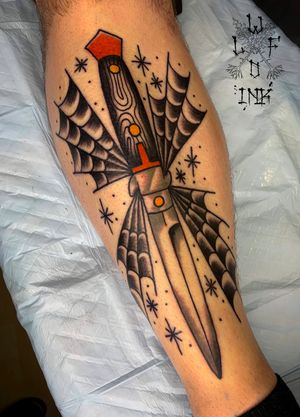 Traditional Dagger Tattoo by Elena Wolf done at Wolf Wood Ink (Heilberscheid-Germany)
