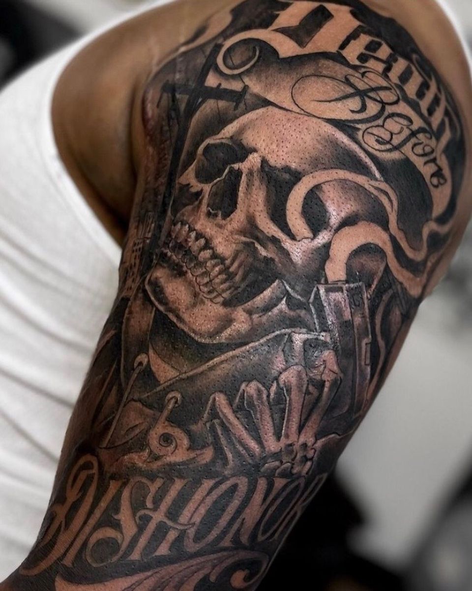 Tattoo uploaded by Kintoz • Death Before Dishonor Skull • Tattoodo