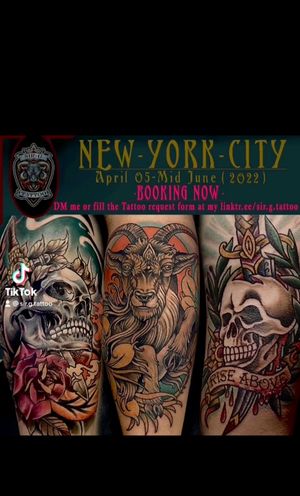Coming to NYC April till Mid June Books are open.Link to my profiles and booking :https://linktr.ee/sir.g.tattoo