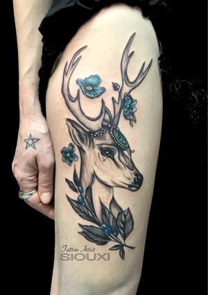 Deer head tattoo 