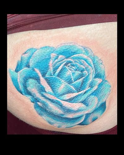 Huge teal butt rose! #losangeles #orangecounty #longbeach #california #californiatattoos #wip #tattoo #tattoos #tat #tattooed #tattooer #sicktatz #supersicktatzyoudontevenknow #art #color #colortattoo #rose #rosetattoo #butt #butttattoo