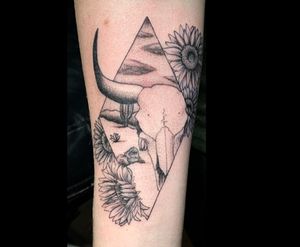 Fine line cow skull and desert scene! #losangeles #orangecounty #longbeach #california #californiatattoos #wip #tattoo #tattoos #tat #tattooed #tattooer #sicktatz #supersicktatzyoudontevenknow #art #fineline #finelinetattko #cowskull #cowskulltattoo #blackandgrey #dotwork #stipple 