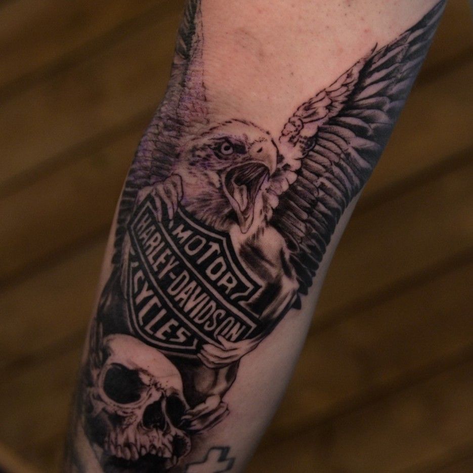 Tattoo uploaded by Steve Morgan Daley  Harley Davidson Eagle tattoo   Tattoodo