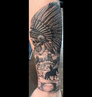 Native skull and desert background! #losangeles #orangecounty #longbeach #california #californiatattoos #wip #tattoo #tattoos #tat #tattooed #tattooer #sicktatz #supersicktatzyoudontevenknow #art #blackandgrey #blackandgreytattoo #native #nativeamerican 