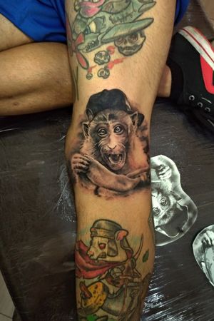 Macaquinho de Bombeta#macaco #macacotattoo #monkey #monkeytattoo #pretoebrancotattoo #blackandgreytattoo