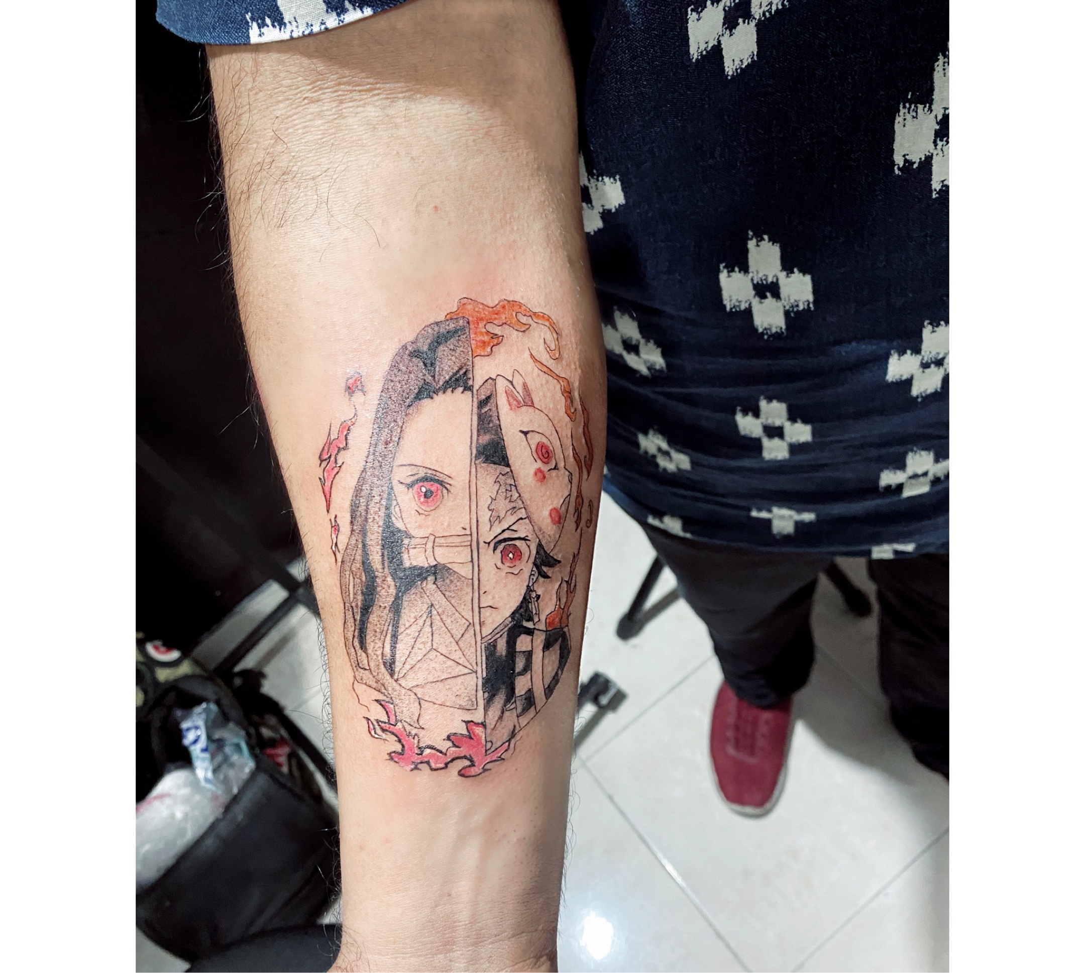 I went out and got me a Nezuko  Tanjiro half sleeve starter It was done  at Vault Tattoo in Charlotte North Carolina by Sonya  rDemonSlayerAnime