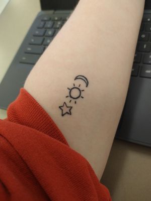 star, sun, and moon tattoo.