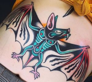 Traditional bat tattoo by Chris Kast 