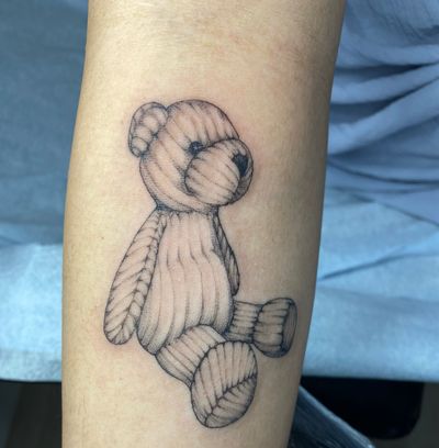 Childhood teddy bear #teddybear #fineline #shading #bear #tattoo #ink #whipshading 