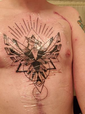 2nd tattoo, geometric phoenix