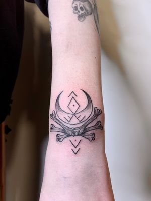 Bones & moon tattoo