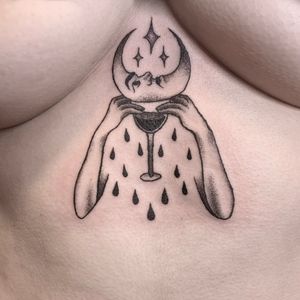 Sternum moon tattoo