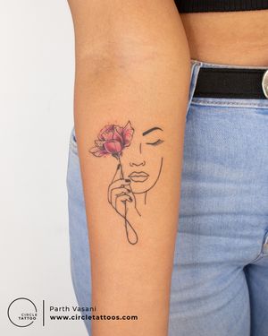Line Art Tattoo done by Parth Vasani at Circle Tattoo