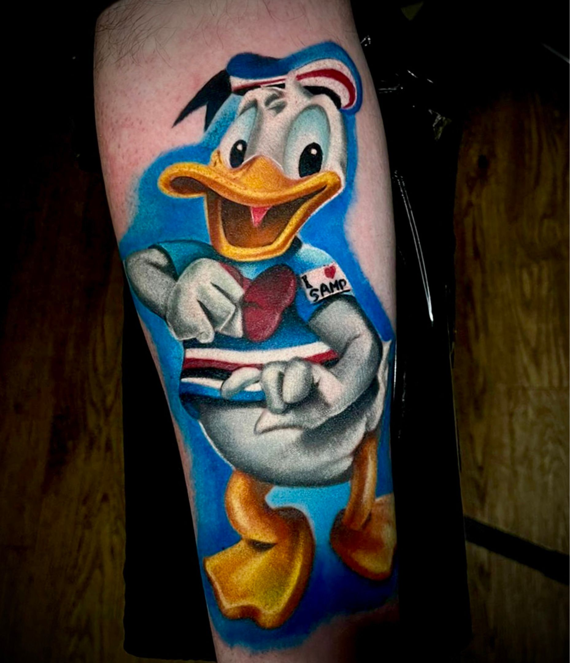 Color Ink Donald Duck With Money Tattoo
