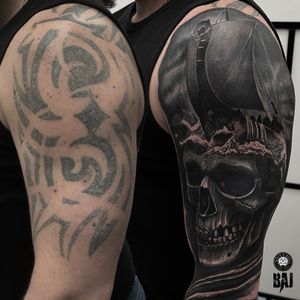 Coverup #tattoos #tattooart #forearm #forearmtattoo #bagno #katowice #darkart #ink #terror #poland #evil #tattoo #inked #rafalbaj #artist #art #contrast #blackngrayrealism #blackngray #bajtattoo #dabrowagornicza #coverup #coveruptattoo #coveruptattoo #coveruptattooartist