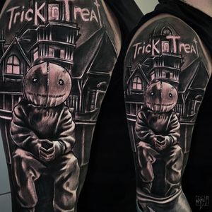Trick r Treat  #tattoos #tattooart #forearm #forearmtattoo #bagno #katowice #darkart #ink #terror #poland #evil #tattoo #inked #rafalbaj #artist #art #contrast #blackngrayrealism #blackngray #bajtattoo #dabrowagornicza #rocknrolltattoo #armtattoo #trickrtreat #trickrtreatmovie #horror 