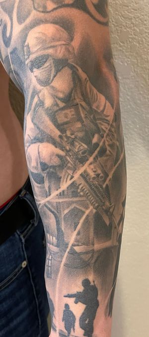 Marine tribute tattoo to my brothers in 1/4 bravo company, 1st marine division.