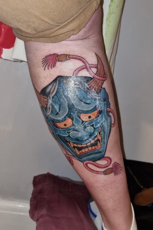 Blue hannya done at tight lines tattoo in Sunderland,UK