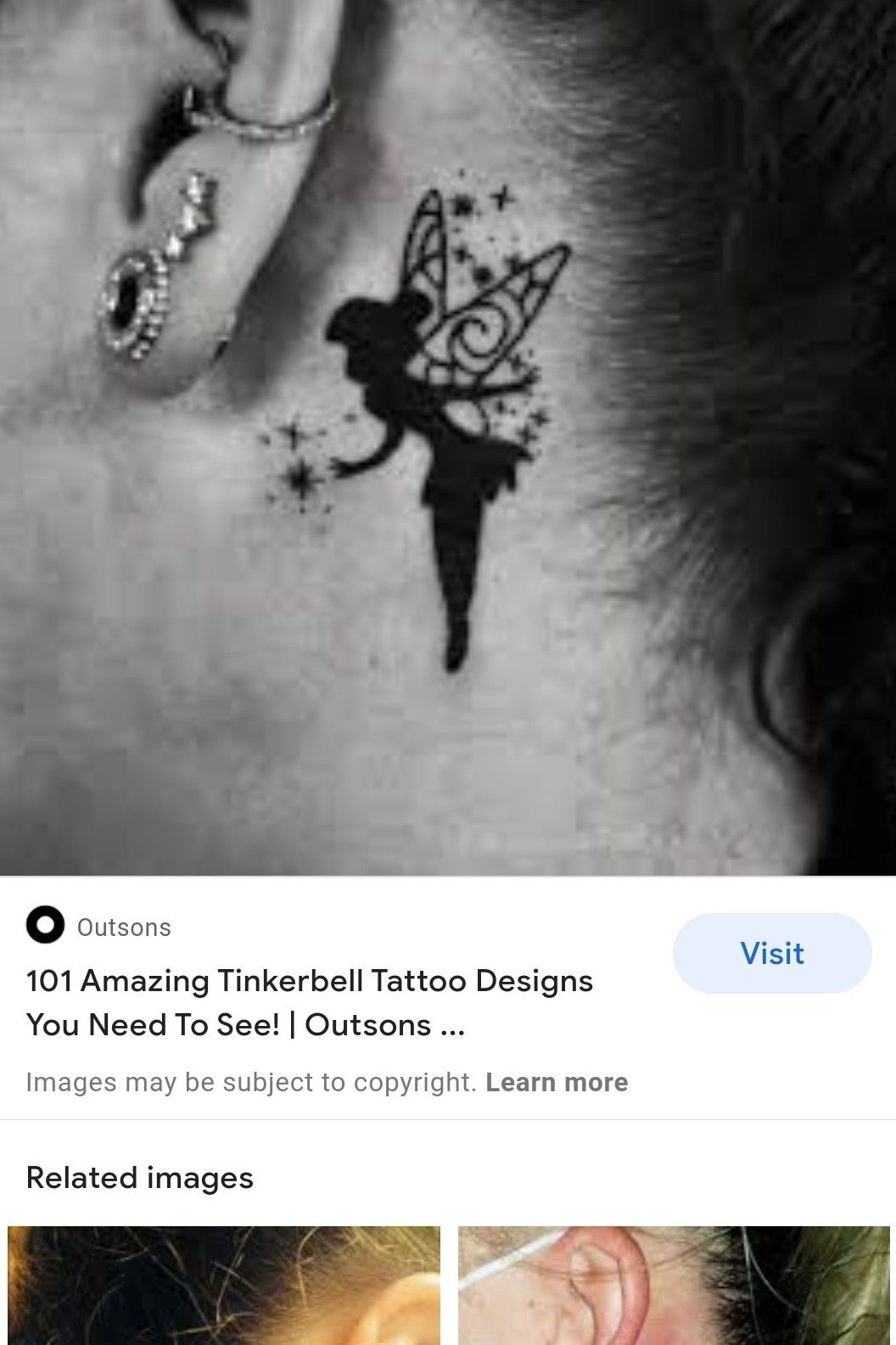 Tinkerbell Behind Ear Tattoo