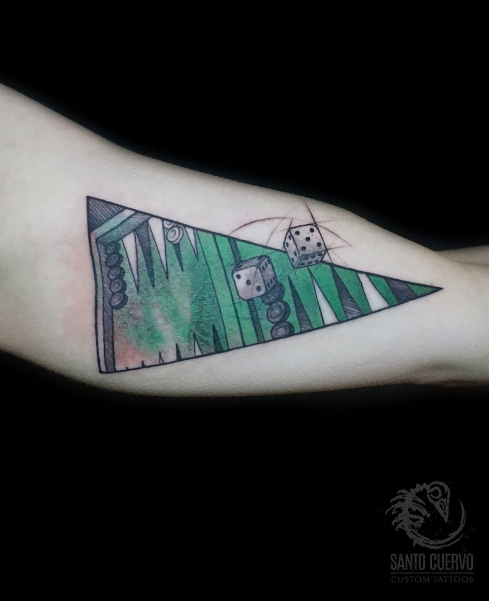 Tattoo uploaded by Santo Cuervo Custom Tattoos • Sketchy backgammon by