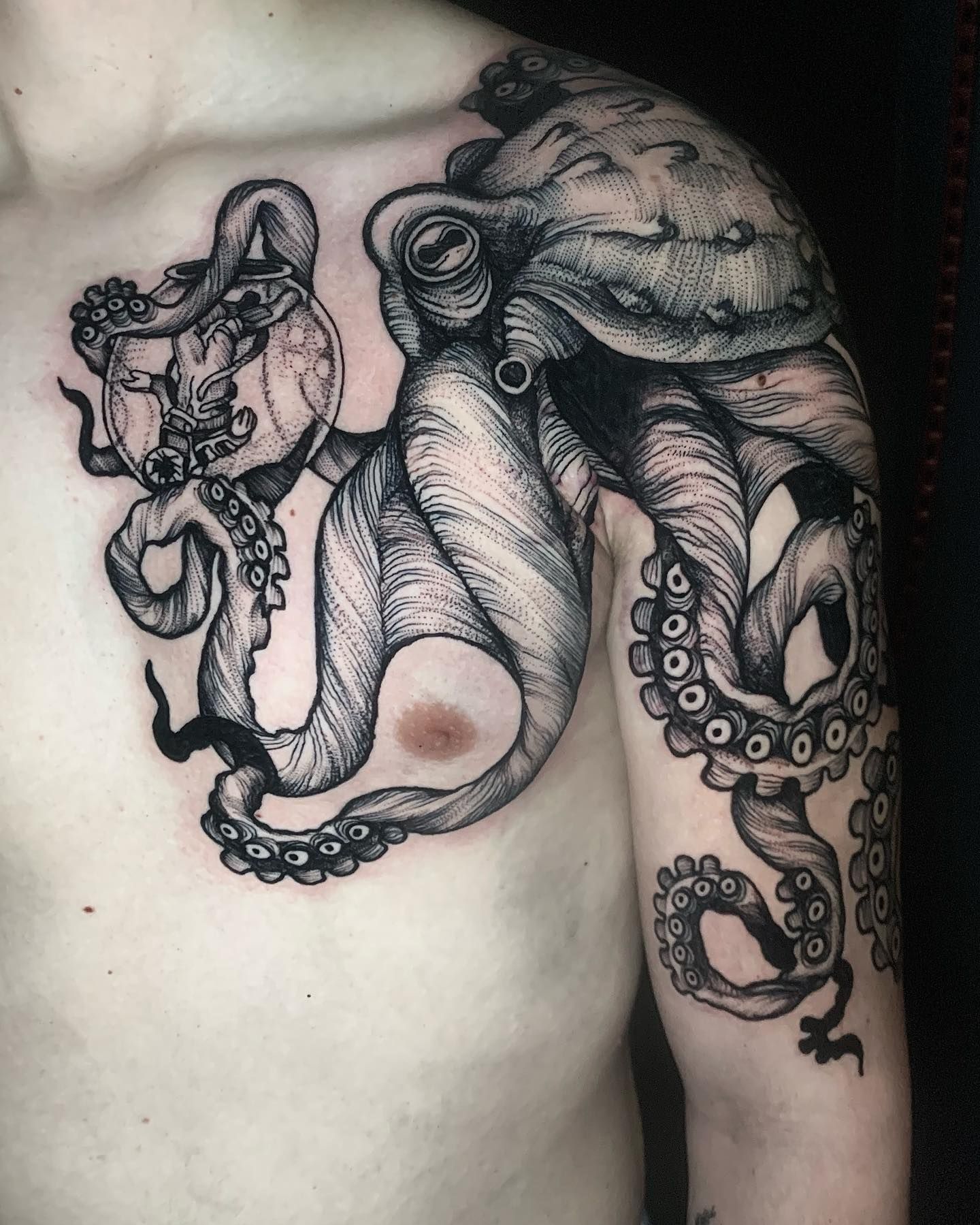 kraken shoulder tattoo