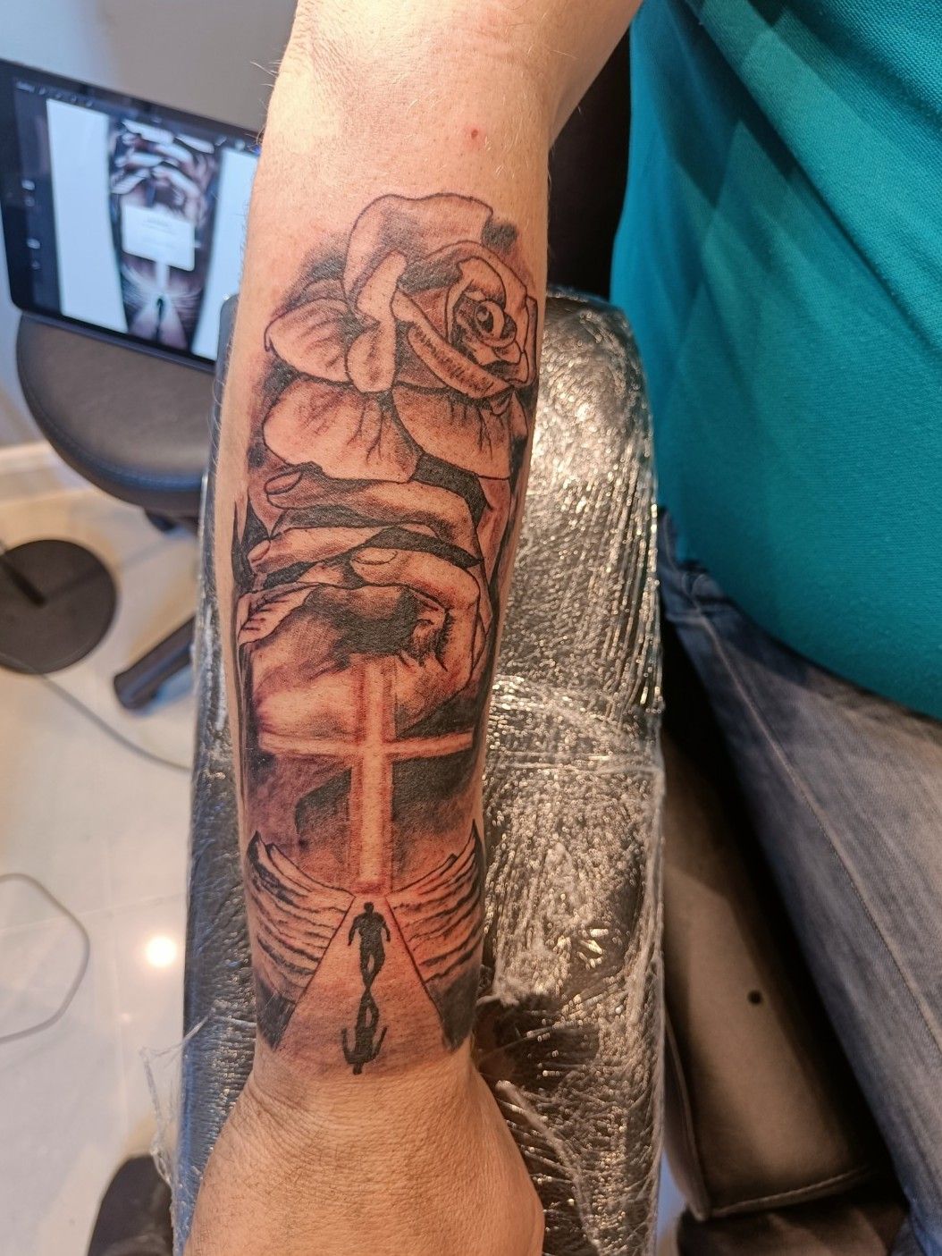 Tattoo uploaded by Dillon Reid • Forearm cross 8 years old no touch ups.  Time to add what to do? • Tattoodo