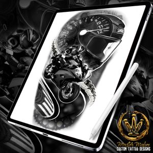 SOLD - designed this for a Moto Head friend of mine who’s really into Yamaha, tattooed it but still needs one session.