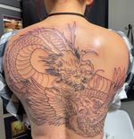 Beginning of a back piece. Dragon and Phoenix 