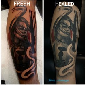 Tattoo I did about a year ago. Fresh and healed pics 