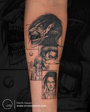 Eren Yeager tattoo done by Parth Vasani at Circle Tattoo