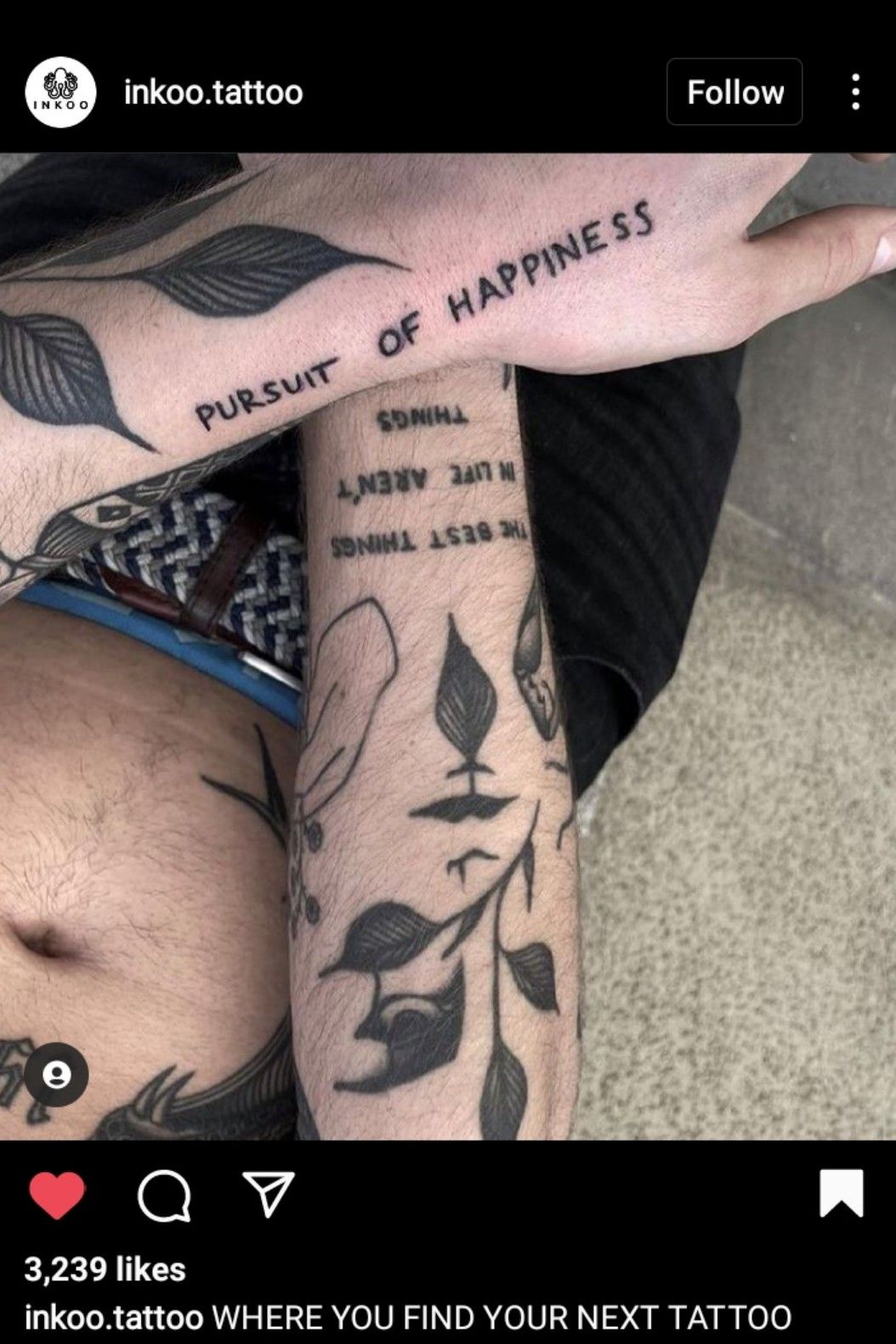The pursuit of happiness  Hart  Huntington Tattoo Co Las Vegas