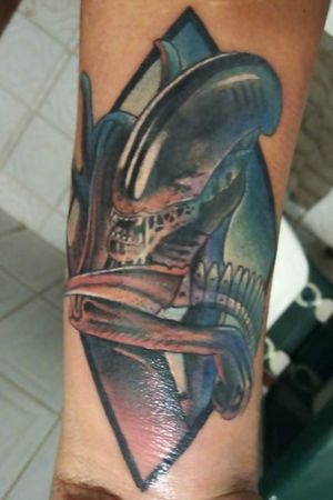 Colorful tattoo alien 