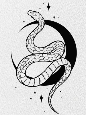 Dark moon with snake. 