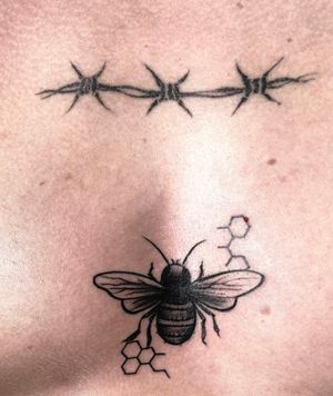 Bee & Wire done by @tavrov_tattoo (Gleb Tavrov)#traditional #blacktraditional