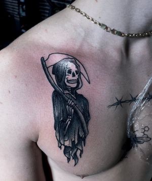 Grim Reaper done by @tavrov_tattoo (Gleb Tavrov)#traditional #blacktraditional