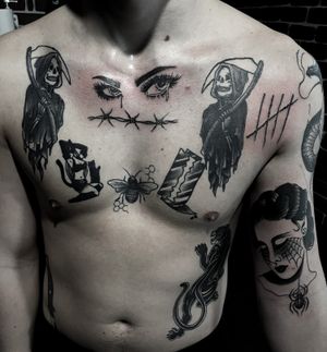 Each piece done by @tavrov_tattoo (Gleb Tavrov)#traditional #blacktraditional