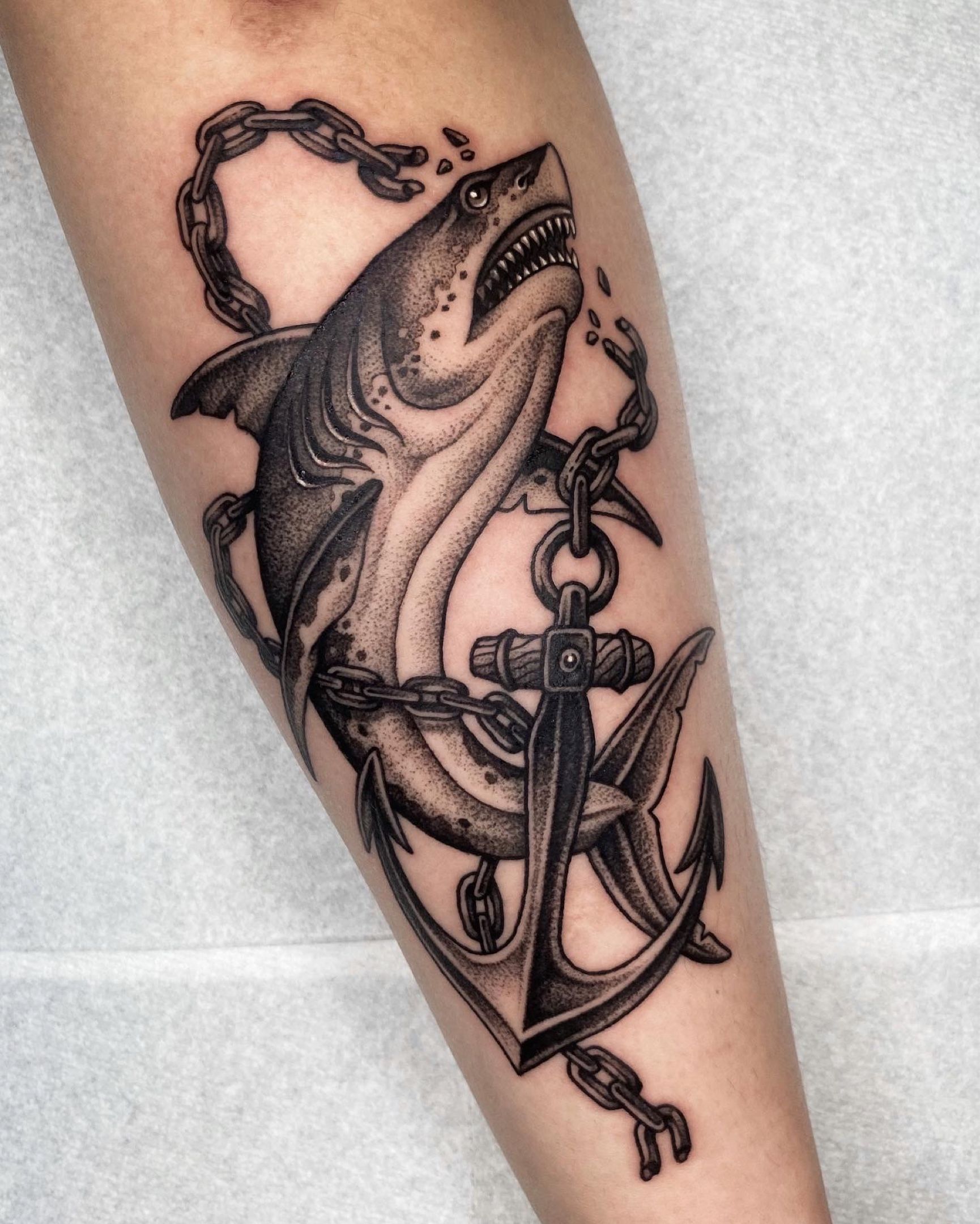Colorful Anchor Thigh Tattoo by David Mushaney: TattooNOW