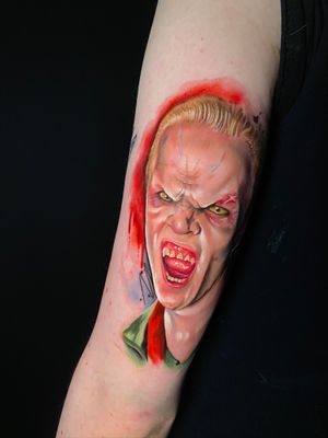 Experience the immortal allure of a stunning realistic vampire tattoo on your forearm by artist Marie Terry.