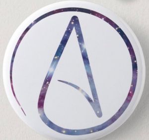 Space Atheist A Symbol. Found on Zazzle https://www.zazzle.com/space_atheist_symbol_button-145909800403859437#atheist #atheistA #space #universe #stars #color #minimalsist