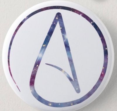 Space Atheist A Symbol. Found on Zazzle https://www.zazzle.com/space_atheist_symbol_button-145909800403859437 #atheist #atheistA #space #universe #stars #color #minimalsist