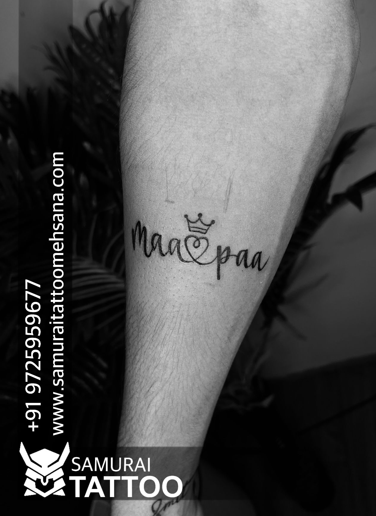 Maa paa tattoo with peacock feather done at xpose tattoos jaipur