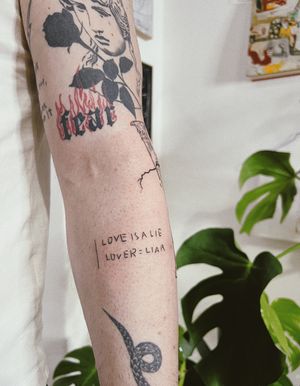 Tattoo uploaded by Yannis Steiakakis • #love #basquiataboutlove  #basquiatquote #basquiat #letteringtattoo #quotes #quotetattoo #minimalism  #minimaltattoo #stattoo #smalltattoo #blackboldsociety #blxckink #oldlines  #tattoosandflash #darkartists ...