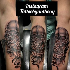 Skull and rose . Tattoo by tattoobyanthony at The Tattoo Shop in twin falls Idaho 