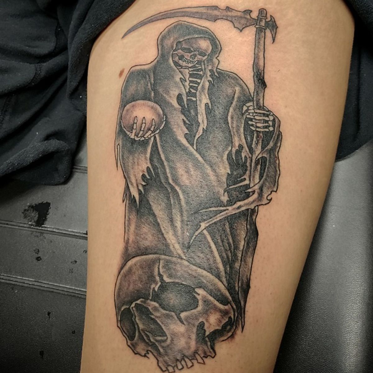 Tattoo uploaded by Tattoobyanthony • Grim reaper skull . Tattoo by