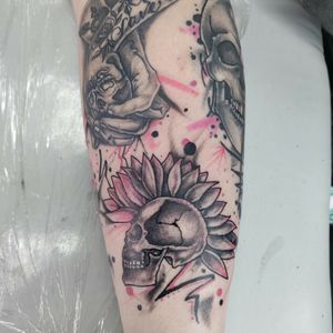 Skull flower . Tattoo by tattoobyanthony at The Tattoo Shop in twin falls Idaho 