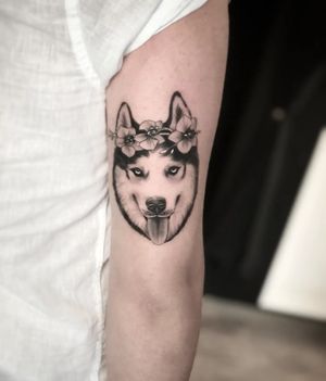 Tatuaj alb-negru cu Huski A Touch Of Ink