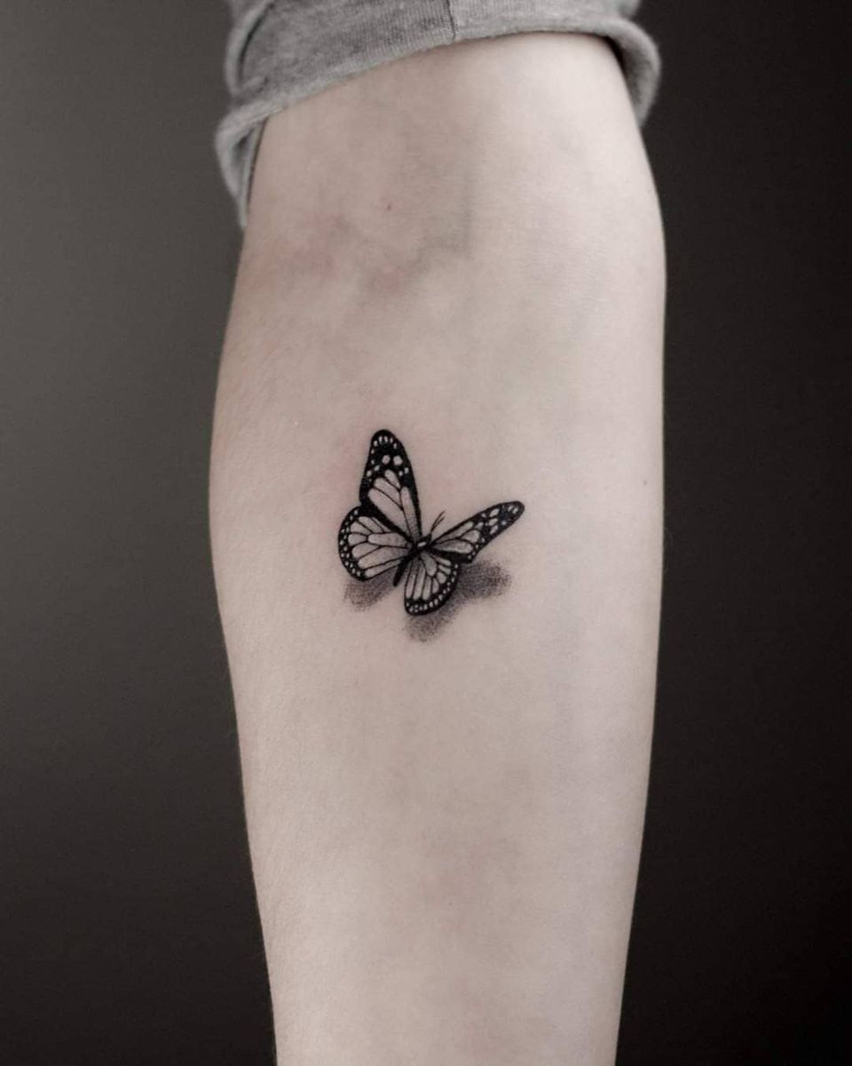 Tattoo uploaded by A Touch Of Ink • Tatuaj alb-negru cu fluture A Touch ...